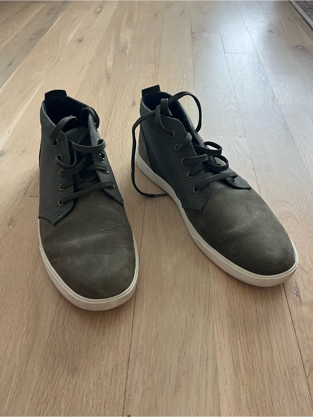 Timberland Olive Green Chukka Boots with White Soles